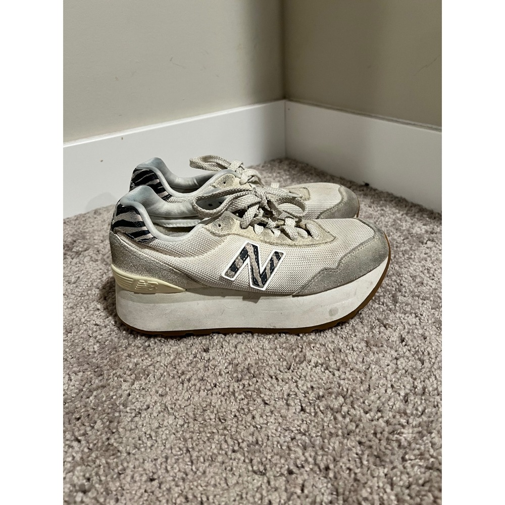 New Balance 515H Women Off White Zebra Print Platform Sneakers WL515HDD Size 6